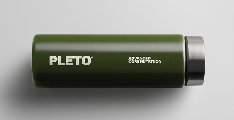 Green container with 'PLETO' branding on a gray background